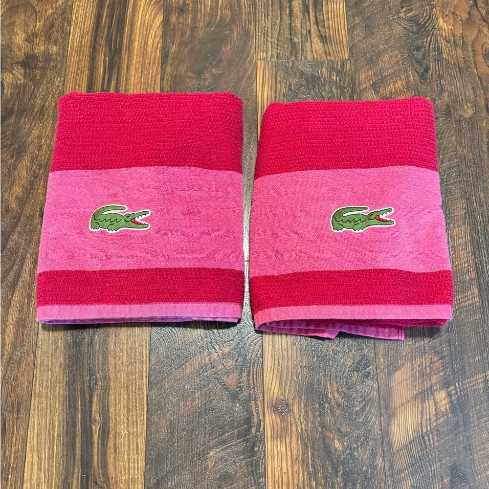 Lacoste Red and Pink Towel Set